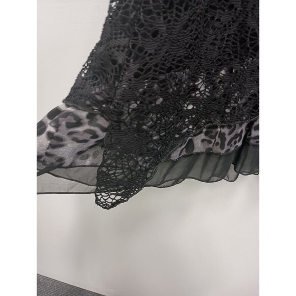 Pretty Angel Womens Tunic Top  Small Black Lace Animal Print Ruffle Whimsygoth - Picture 5 of 8